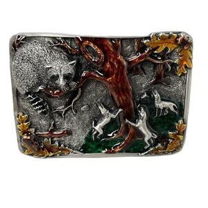Bergamont Brass Works Raccoon Coonhounds Hunting Nature Belt Buckle